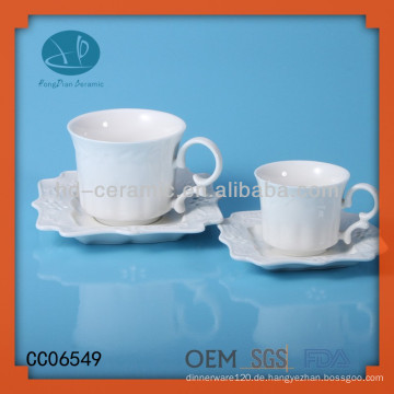 Pocelain emboss cup und saucer, Kaffeetasse Saft Tasse